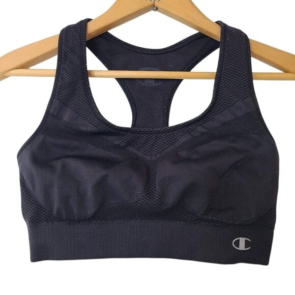Champion Women's Black Sports Bra Size M Racerback Wireless - Picture 1 of 8